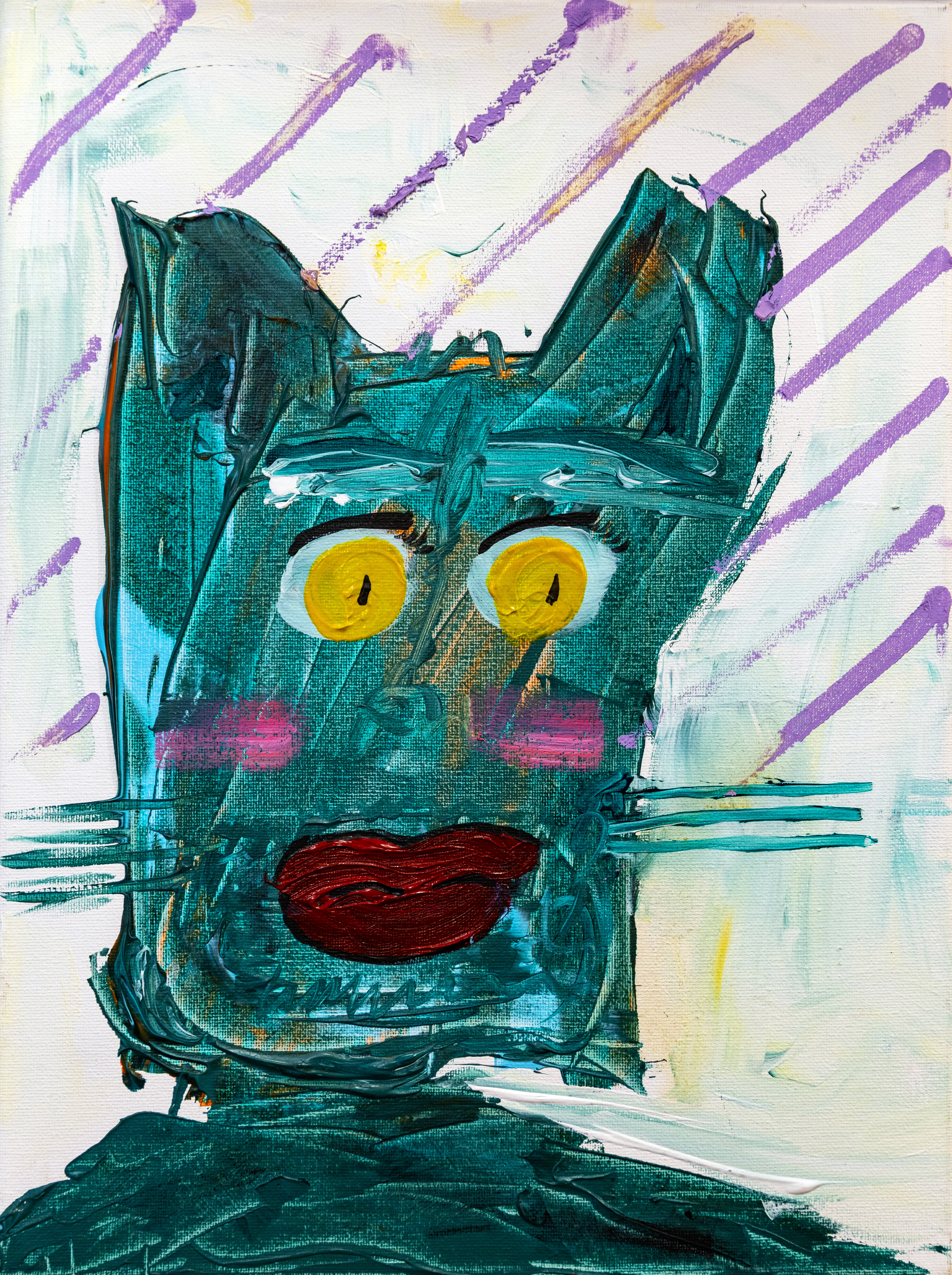 Pillow, peinture signée Robin