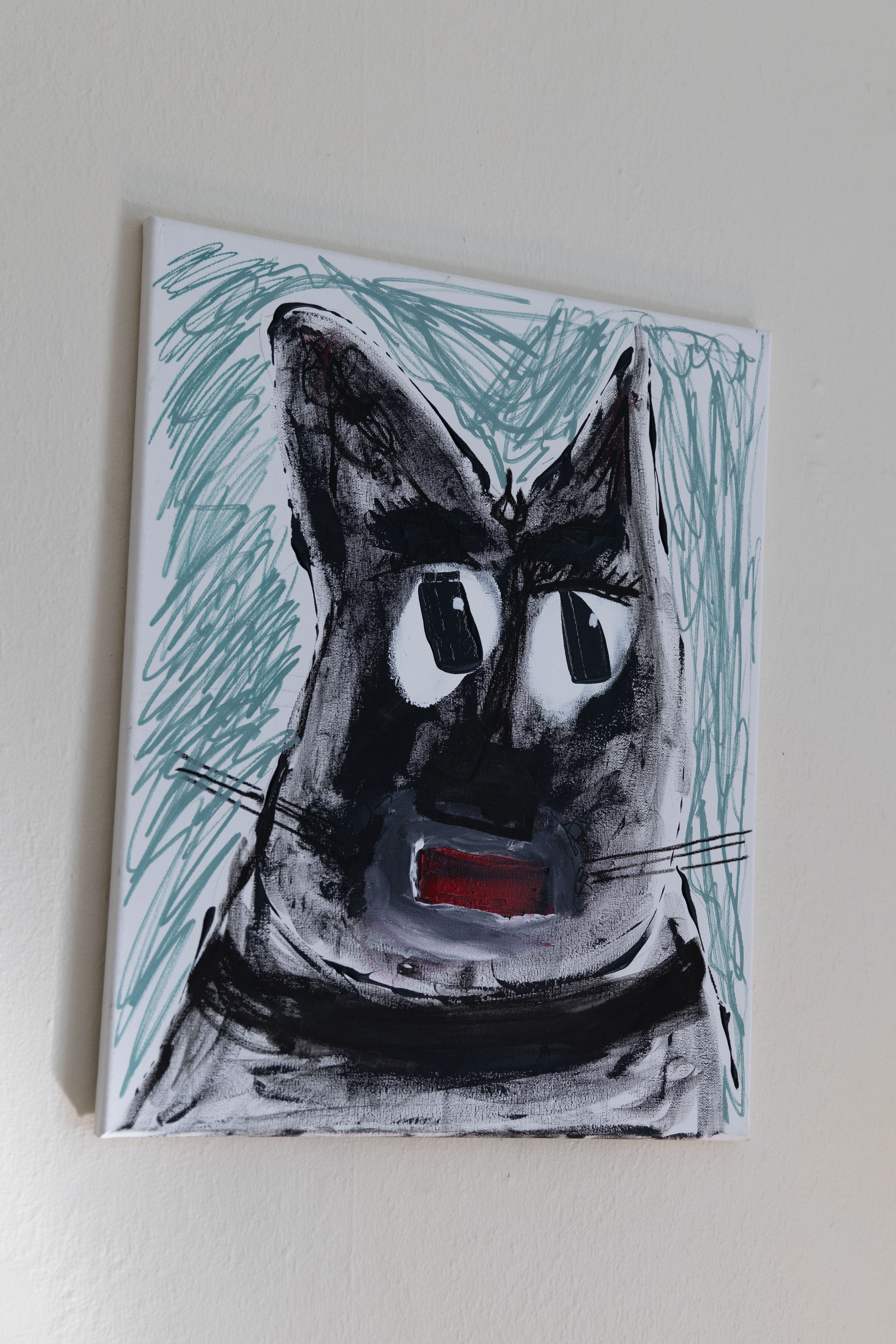 Chat 12, peinture signée Robin